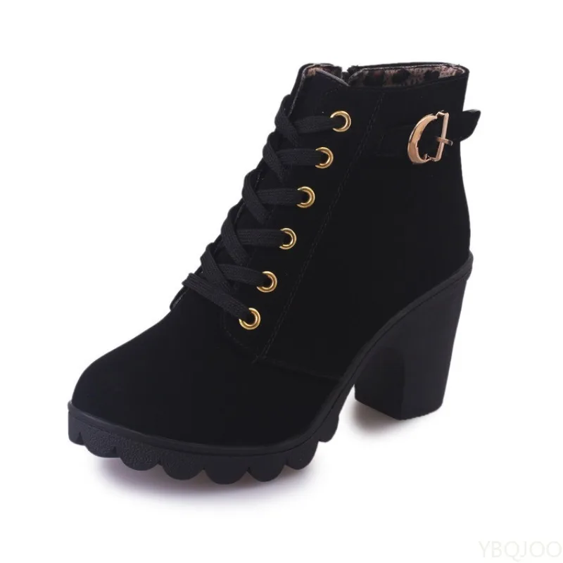 New Spring Winter Fashionable versatile Women Boots Lace-up Fashionable versatile Ladies Shoes comfortable High Heels Boots - Image 5