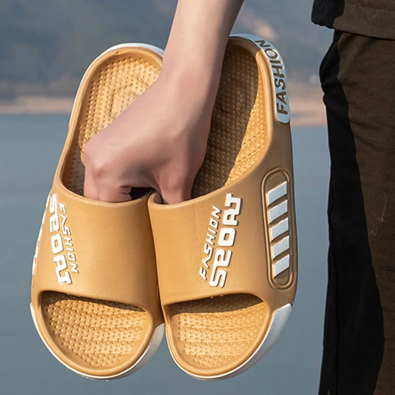 Big Size 40-45 Men Slippers Summer Flat Sole Home Slippers For Women Man Open Toe Trend Slides Couple Light Beach Shoes Sandals - Image 4