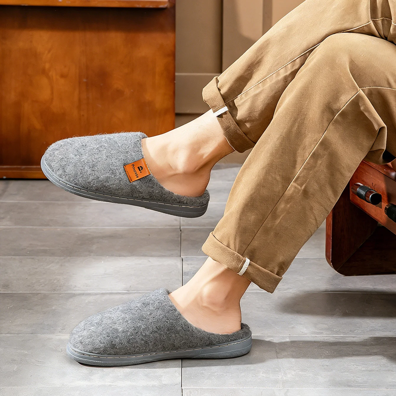 Winter Men Felt Platform House Slippers Ultra Warm Cushion Cozy Living Non-Slip TPR Outdoor Indoor House - Image 6