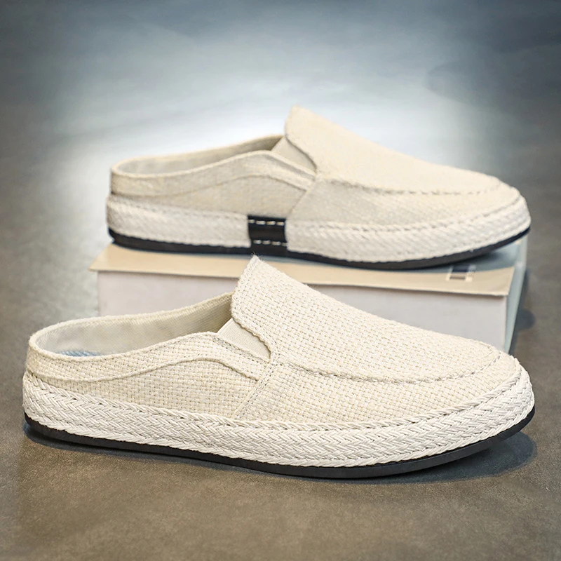 Outdoor Sandals Mens Half Slipper Summer Casual Shoes Canvas Soft Bottom Lightweight Walking Shoe Vulcanized Shoe - Image 5