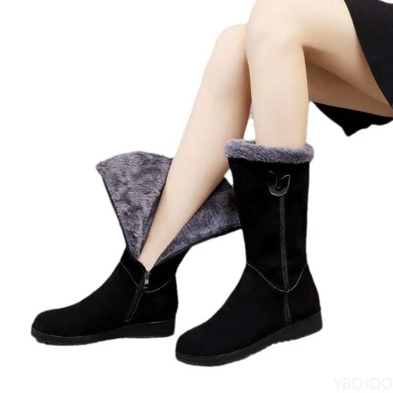 Winter versatile snow boots women's thick fashionable women's boots anti slip warm leisure comfortable side zipper cotton boots - Image 4