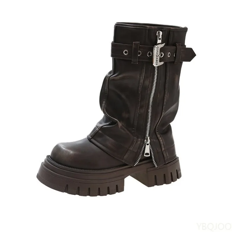 Autumn Winter Fashion Retro Brown Western Cowboy Boots Women's Boots 2025 New Look Slim Thick and Stacked Designer Short Boots - Image 6