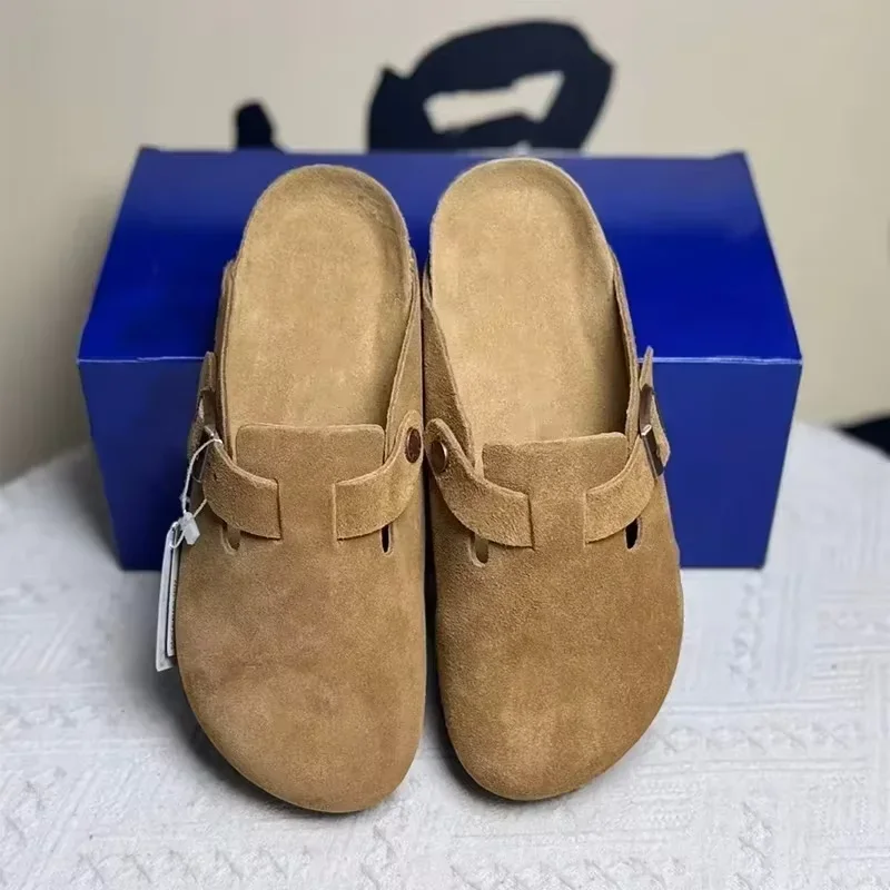 Suede Clogs Women Men Cork Footbed Slip On Shoes Closed Toe Comfort Arch Support Casual Walking Mules - Image 4