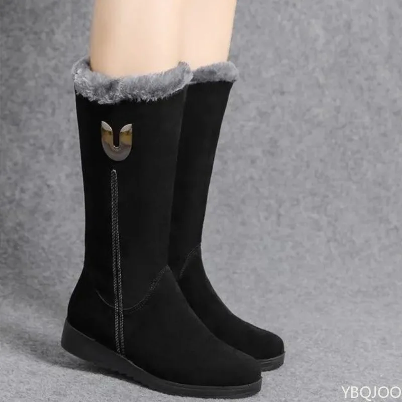 Winter versatile snow boots women's thick fashionable women's boots anti slip warm leisure comfortable side zipper cotton boots - Image 3