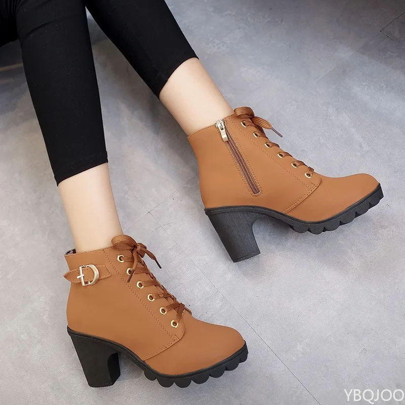New Spring Winter Fashionable versatile Women Boots Lace-up Fashionable versatile Ladies Shoes comfortable High Heels Boots - Image 3
