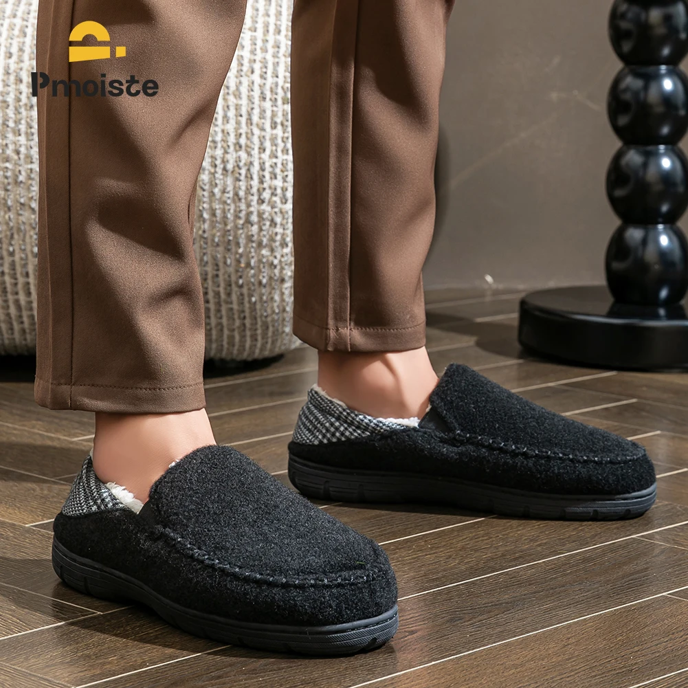 Winter Slippers for men Mark Line TPR Sole Comfortable Felt Warm Non Slip Soft Memory Foam Cushion House Shoes - Image 6