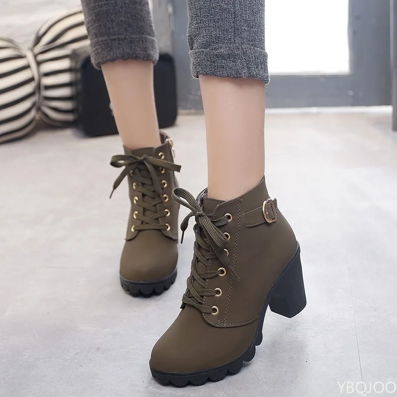 New Spring Winter Fashionable versatile Women Boots Lace-up Fashionable versatile Ladies Shoes comfortable High Heels Boots - Image 4