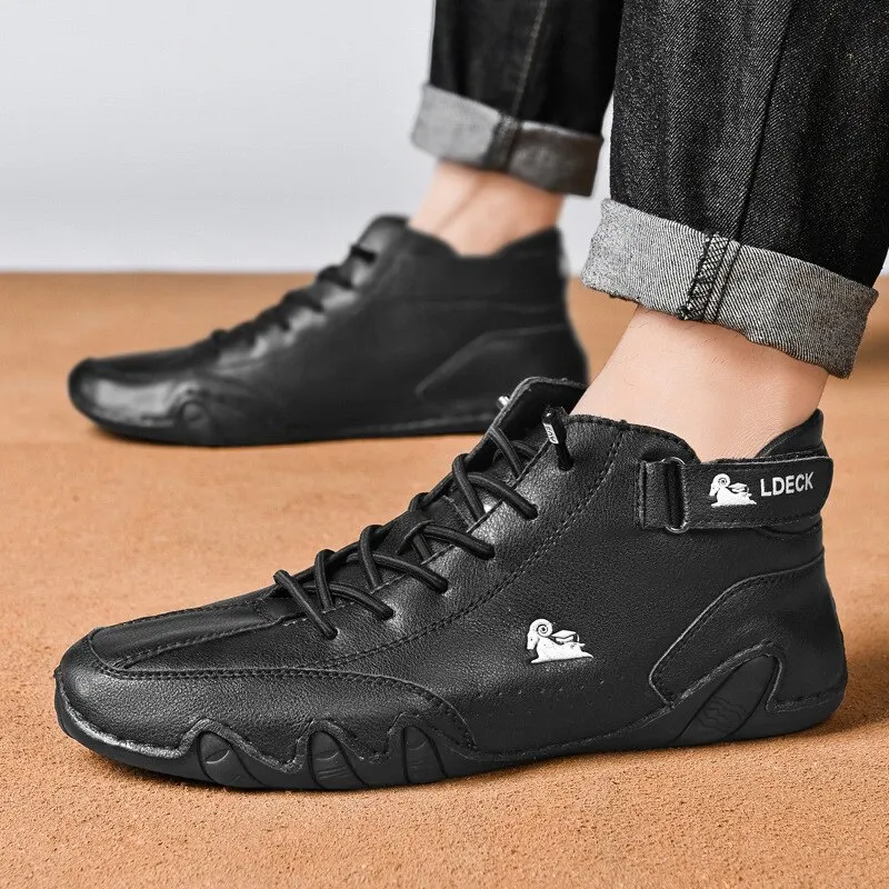 Men Boots Casual Motorcycle Winter Shoes 2023 Waterproof High Top Sneakers Luxury Footwear - Image 2