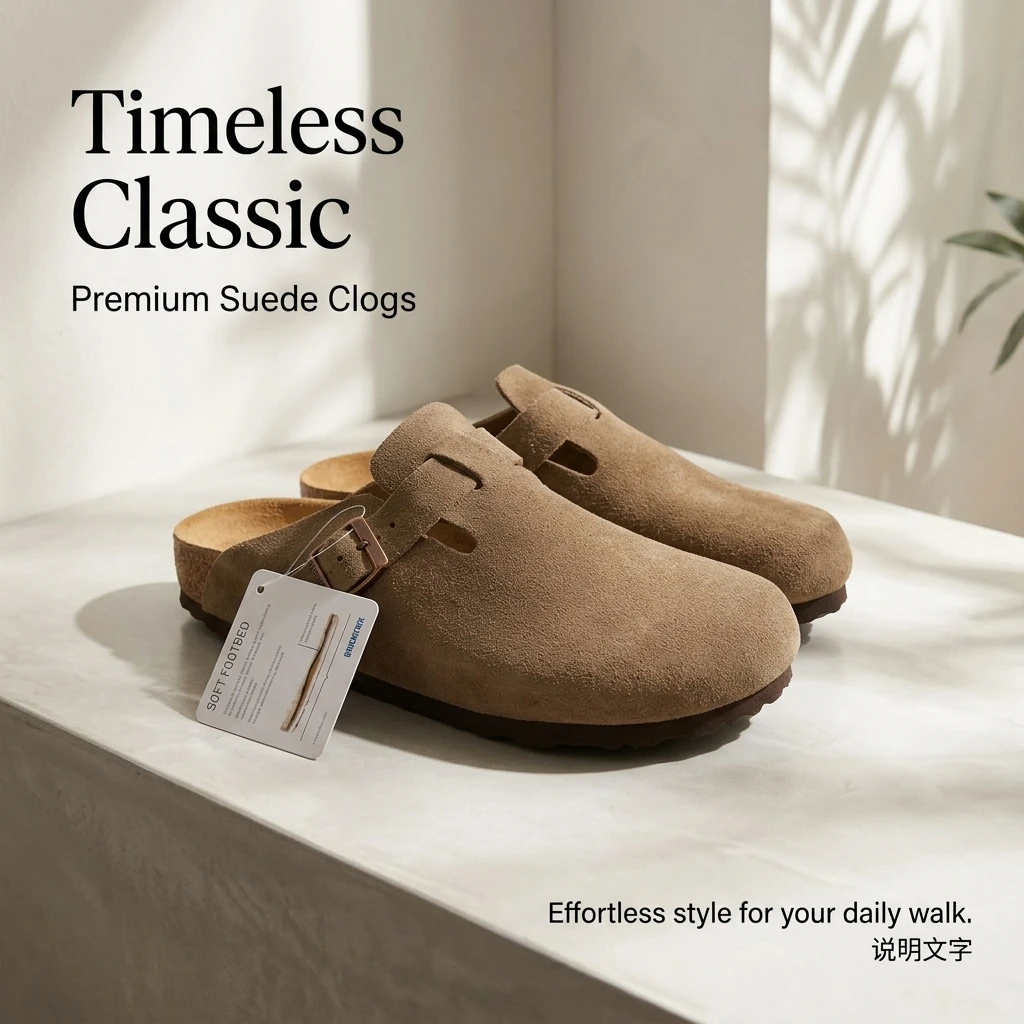 Men's and Women's Suede Cork Shoes, Famous Design, Adjustable Shoulder Straps, Comfortable Arch Support, Cork Shoes