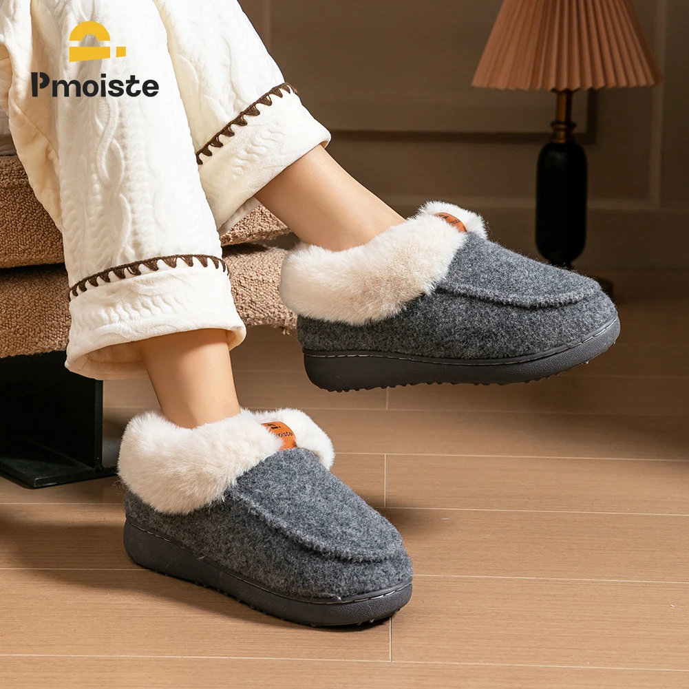 Platform Slippers Women Wedge Memory Foam TPR Non Slip Sole Warm Fuzzy Winter Durable Bedroom Shoes Cozy Comfort - Image 6