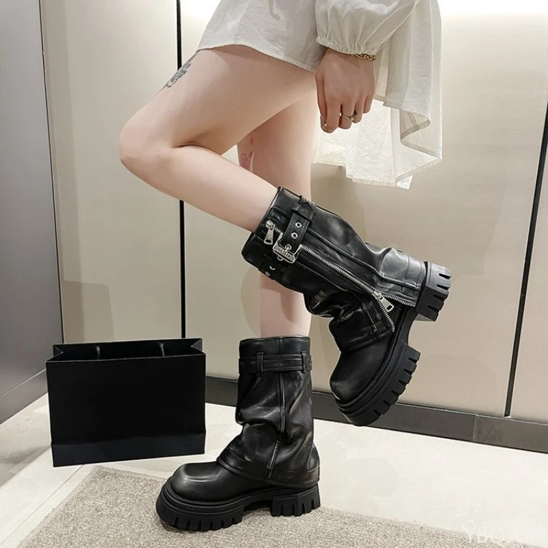 Autumn Winter Fashion Retro Brown Western Cowboy Boots Women's Boots 2025 New Look Slim Thick and Stacked Designer Short Boots - Image 2