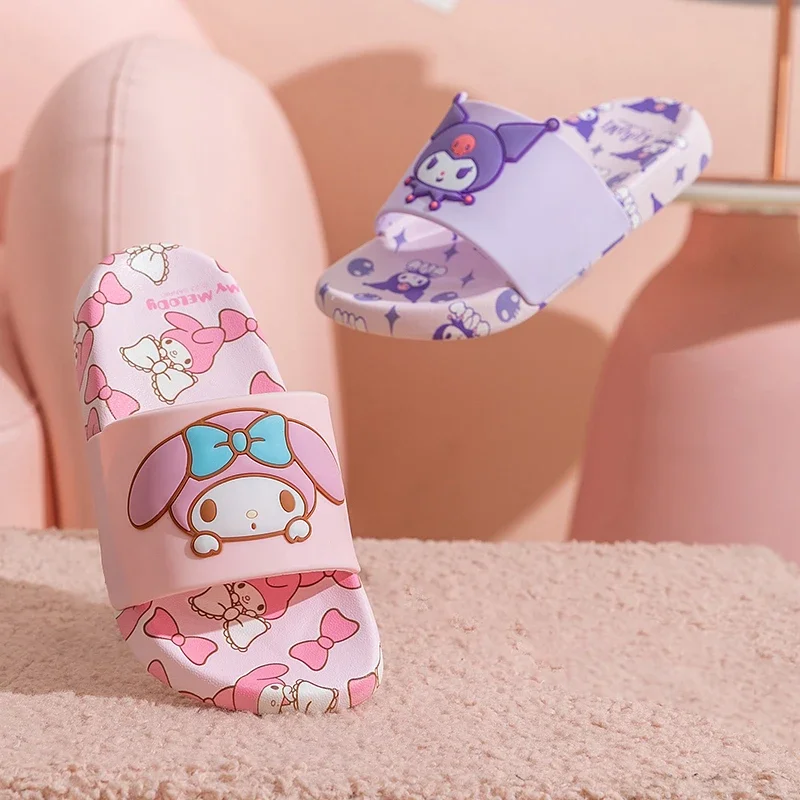 Sanrio Hello Kitty Summer Slippers Kawaii Kuromi My Melody Cinnamoroll Anime Outdoor Bathroom Beach Anti-Slip Sandal For Girls - Image 2