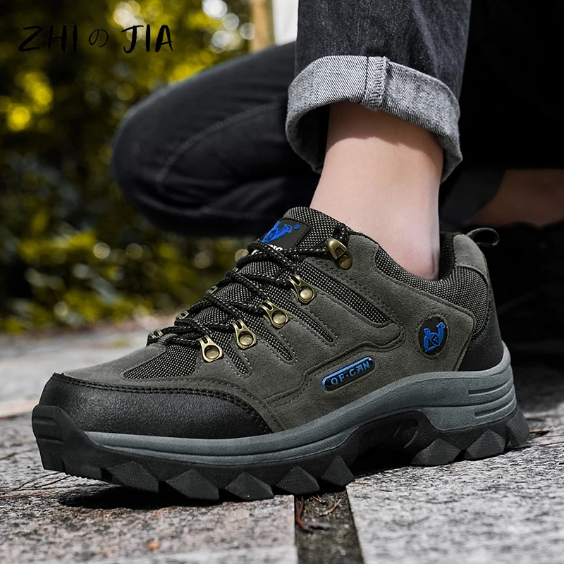Outdoor Men's Sneaker Autumn Winter Couples Casual Shoes Mountaineering Shoes Men's Leather Walking Shoes Large Footwear - Image 5