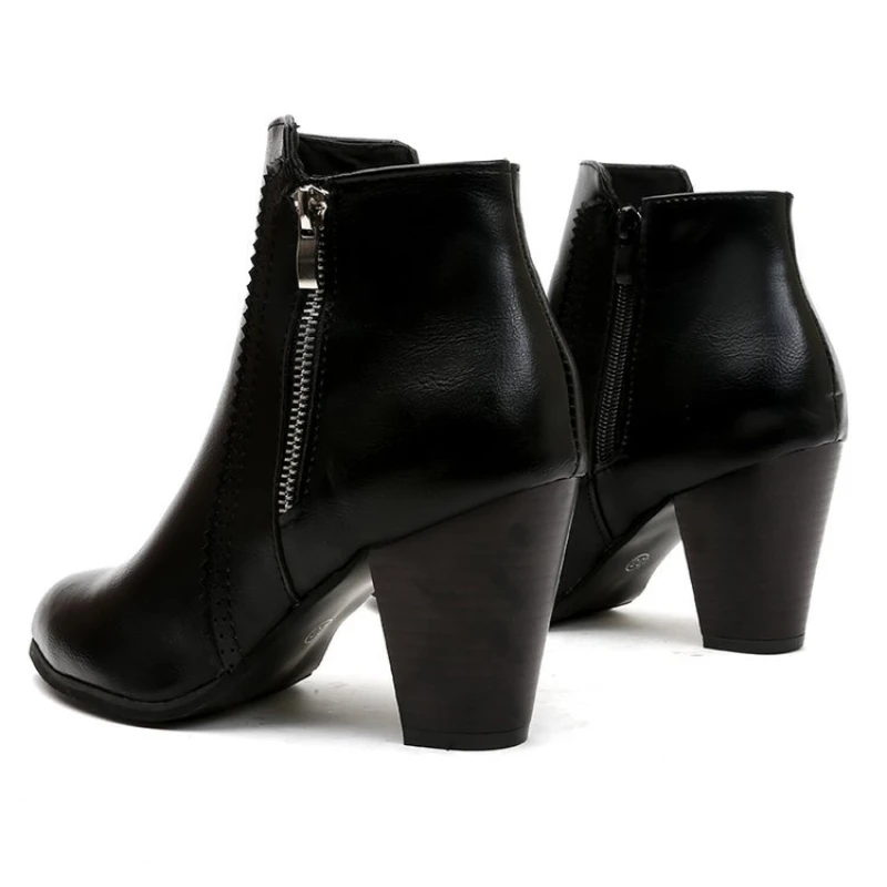 2024 new autumn ladies boot Coarse heeled outdoor nonslip shoe Retro Zipper Fashion Boots Comfort casual women's shoes Botas - Image 4