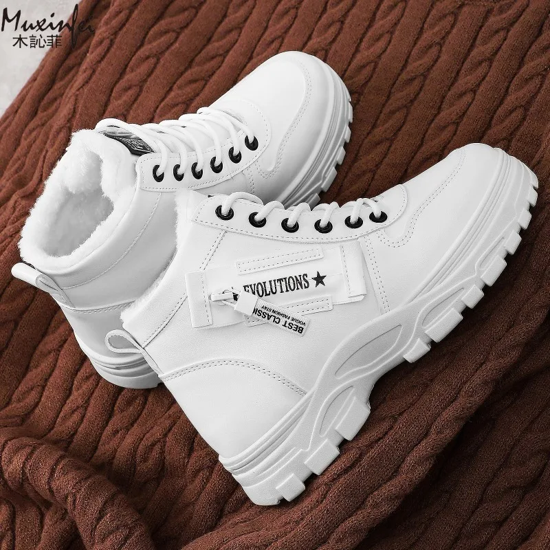 New Style Snow Boots for Men and Women Fashionable and Warm Thick Cotton Shoes Waterproof Lace Up Mid Tube Cotton Boots 35-45 - Image 2