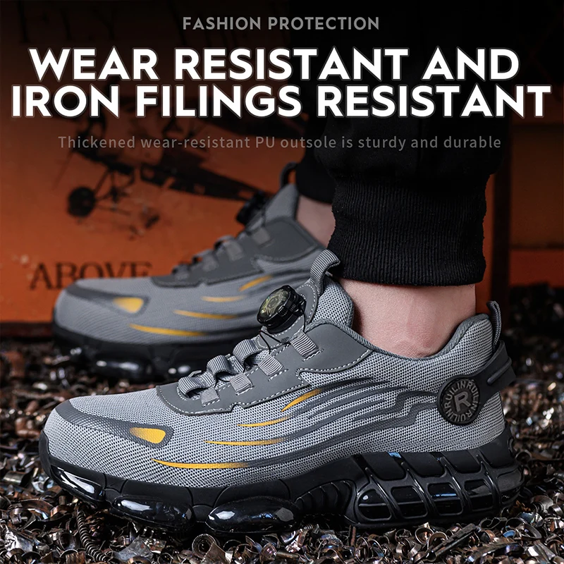 Rotating Button Safety Shoes Men Anti-smash Anti-puncture Work Shoes Fashion Men Safety Sport Shoes Security Protective BootsMen - Image 6