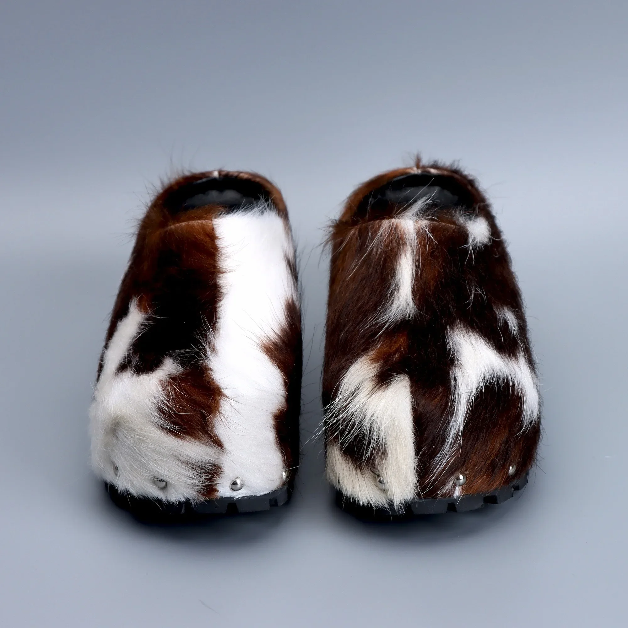 Women’s Cowhide Platform Clogs Sandals Wide Fit Comfort Designer Fur Shoes for Flat Feet, Soft Sole Anti-Slip Mules for All-Day - Image 4