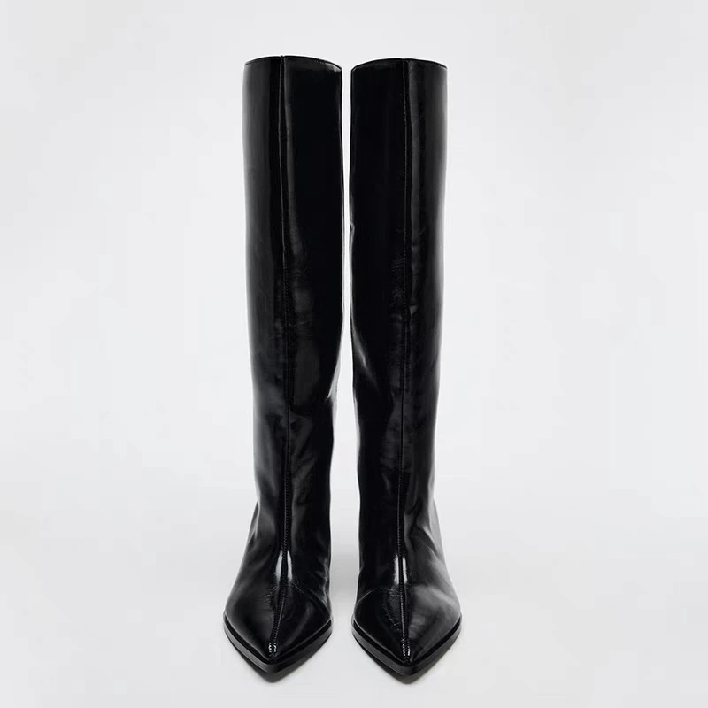 Brand Designer Autumn New Classic Black Sexy Pointed Mid-calf Boots Daily Home Office Shopping One-step High Boots Botas Mujer - Image 4