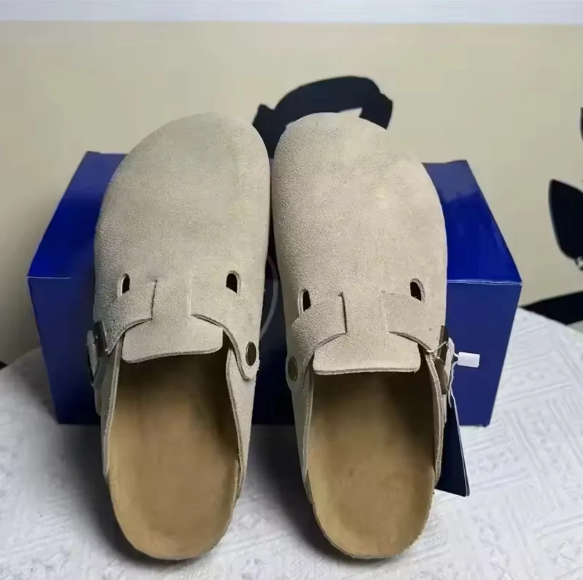 Suede Clogs Women Men Cork Footbed Slip On Shoes Closed Toe Comfort Arch Support Casual Walking Mules - Image 6