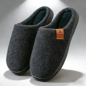Winter Men Felt Platform House Slippers Ultra Warm Cushion Cozy Living Non-Slip TPR Outdoor Indoor House
