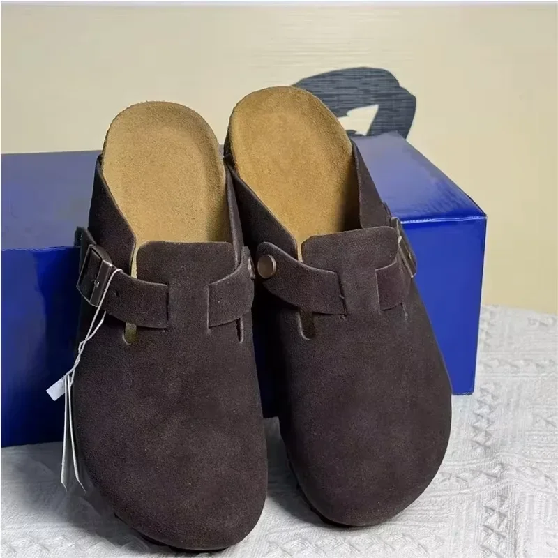 Suede Clogs Women Men Cork Footbed Slip On Shoes Closed Toe Comfort Arch Support Casual Walking Mules - Image 5