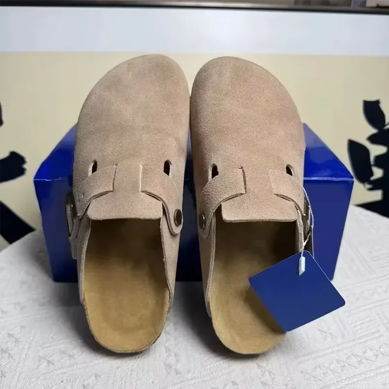 Suede Clogs Women Men Cork Footbed Slip On Shoes Closed Toe Comfort Arch Support Casual Walking Mules - Image 3