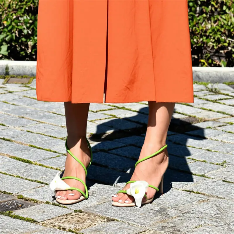 Onlymaker Women Open Toe Elegant Calla Lily Flower Sandals Wedding Heels Dressy Slingback Kitten Heel Summer Strappy Sandals - Image 2