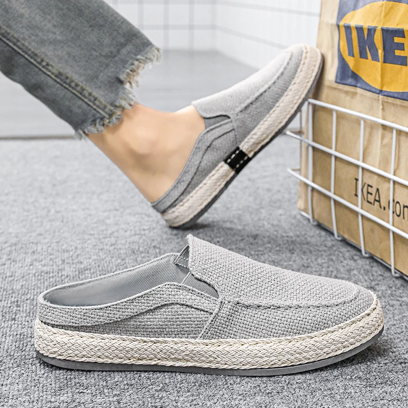 Outdoor Sandals Mens Half Slipper Summer Casual Shoes Canvas Soft Bottom Lightweight Walking Shoe Vulcanized Shoe - Image 2