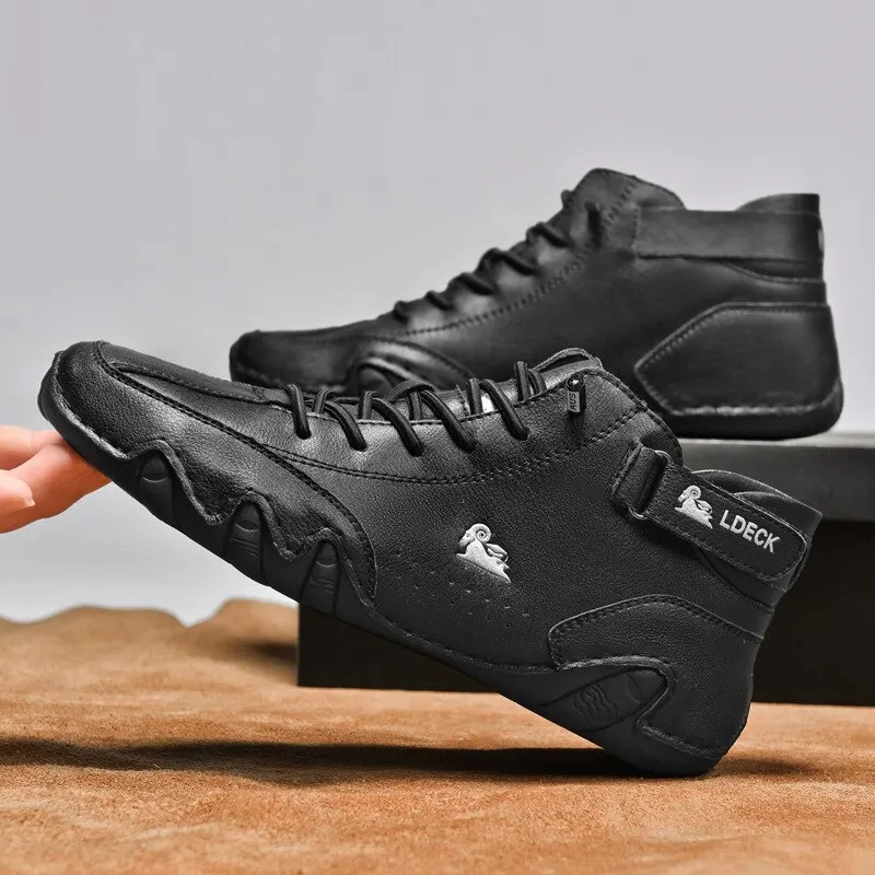Men Boots Casual Motorcycle Winter Shoes 2023 Waterproof High Top Sneakers Luxury Footwear - Image 5