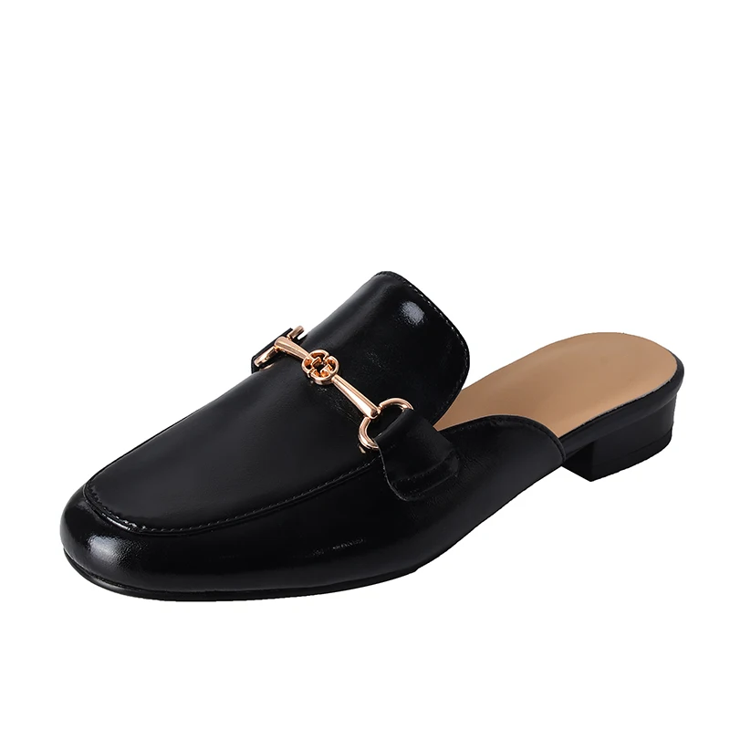 Genuine leather shoes women mules slipper Cover Toe Elegant Slippers summer Simple Casual Loafers - Image 6