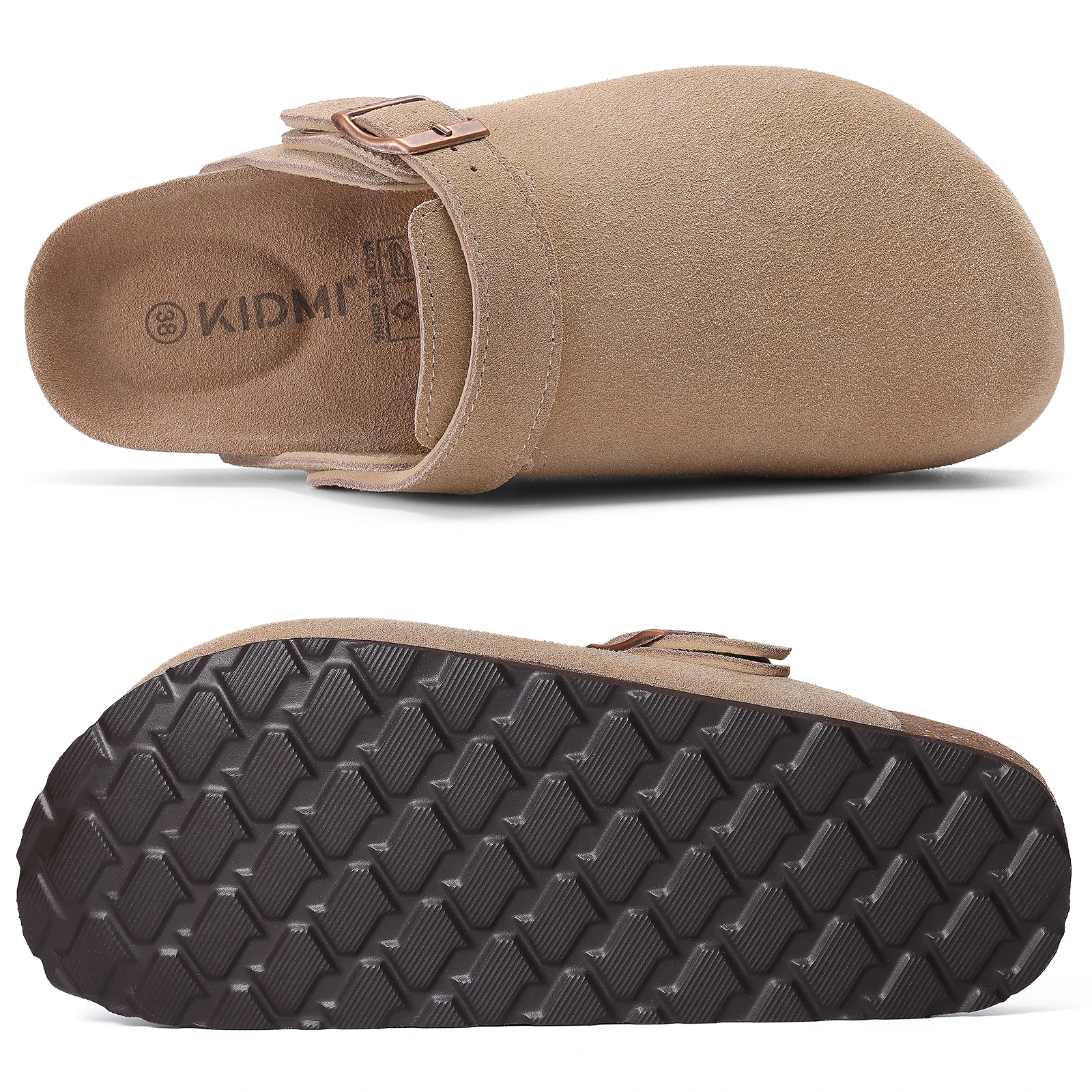 Comwarm Women's Suede Clogs with Adjustable Strap Cork Footbed Leather Mules Slippers Unisex Outdoor Comfortable Potato Shoes - Image 5
