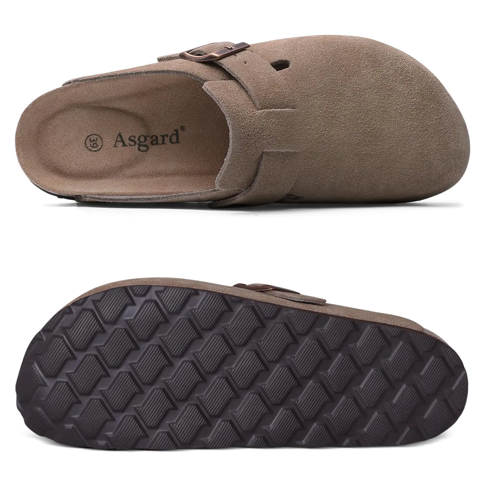 Asgard Women Suede Clogs Genuine Leather Mules Adjustable Buckle with Comfort Cork Footbed and Arch Support Aldult Potato Shoes - Image 4