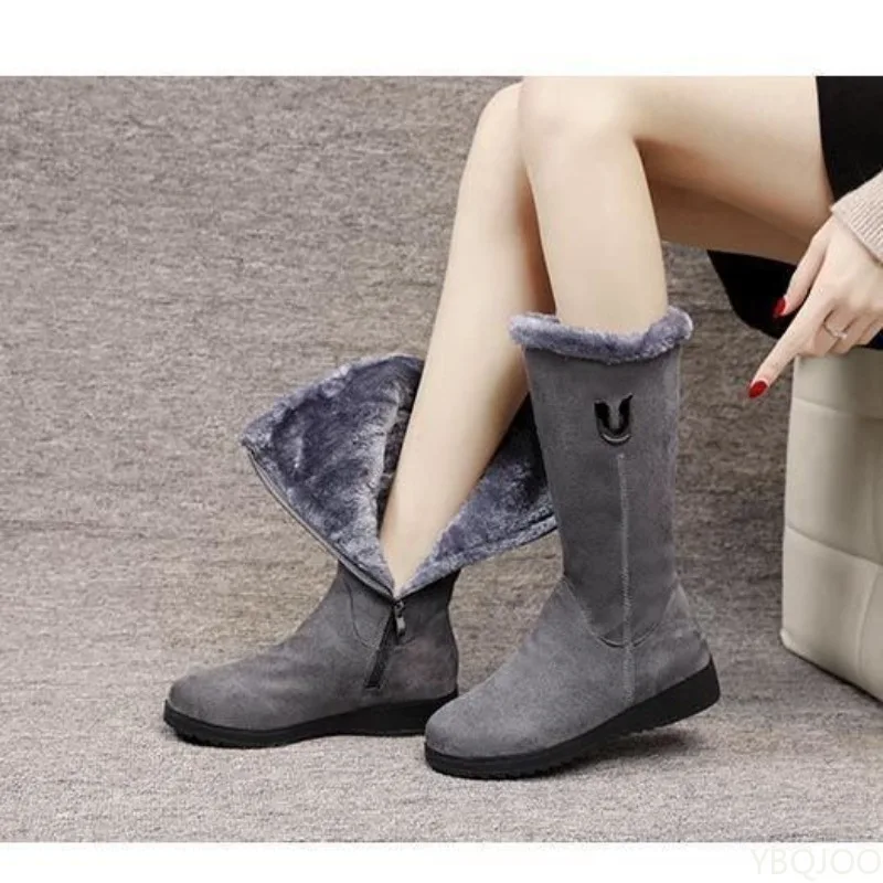 Winter versatile snow boots women's thick fashionable women's boots anti slip warm leisure comfortable side zipper cotton boots - Image 5