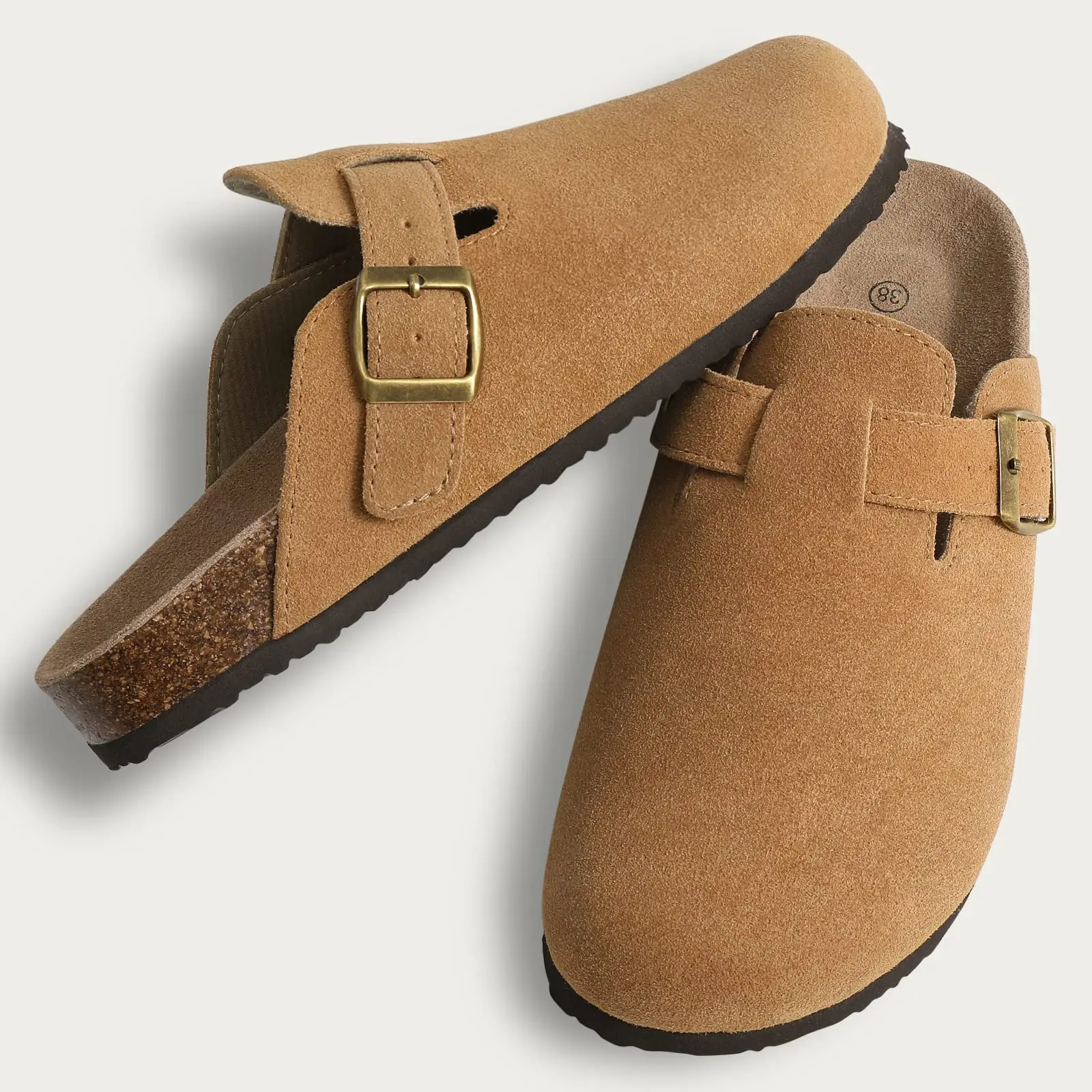 Goosecret Genuine Cow Suede Clogs for Women Men Clogs Soft Cork Footbed Mules Leisure House Shoes with Arch Support Beach Slides - Image 6