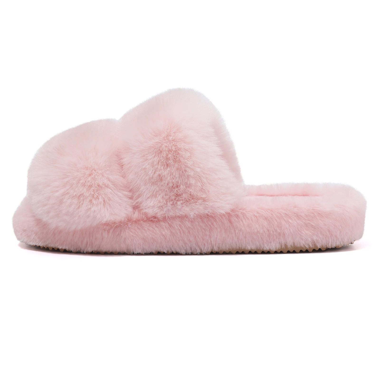 Evshine New Open Toe Fluffy Slippers Indoor Warm Fur Female Slides Fashion Plush Women House Shoes Women Winter Fuzzy Slippers - Image 3