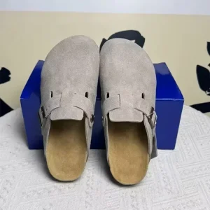 Suede Clogs Women Men Cork Footbed Slip On Shoes Closed Toe Comfort Arch Support Casual Walking Mules