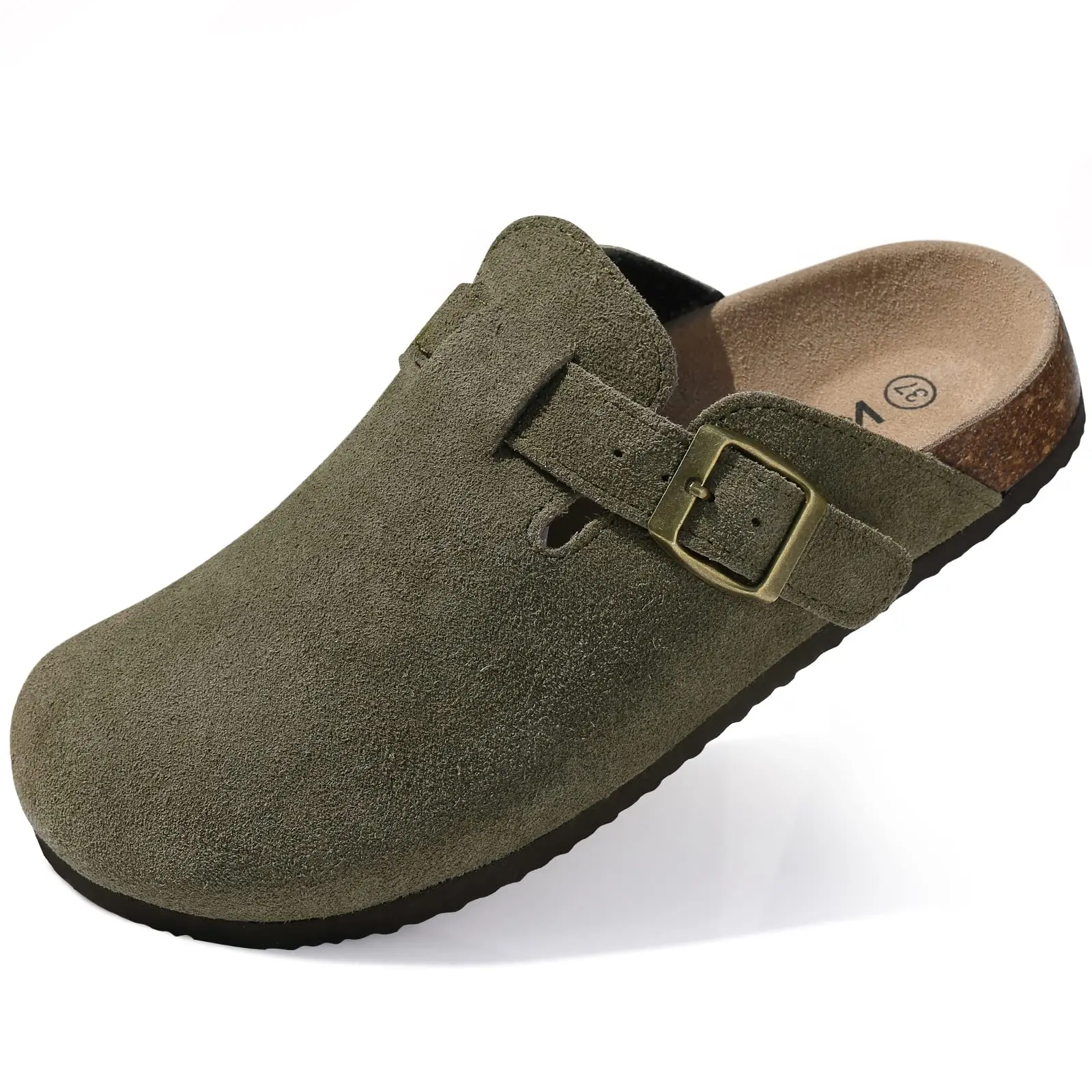 LItfun Leather Cork Slippers For Women Potato Mules Fashion Soft Insole Clogs Sandals With Adjustable Buckle Women Footbed Clogs - Image 2