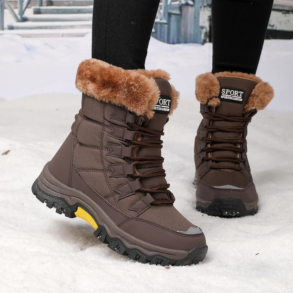 New Women's Boots Winter High Quality Keep Warm Mid-Calf Waterproof Snow Boots Women Comfortable Ladies Thigh High Hiking Boots - Image 5