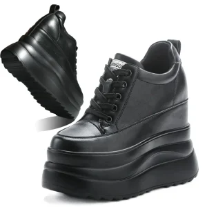 Fujin 13cm 2025 Genuine Leather Platform Wedge Flats Shoes Chunky Sneaker Casual Comfy High Brand Fall Autumn Walking Shoes