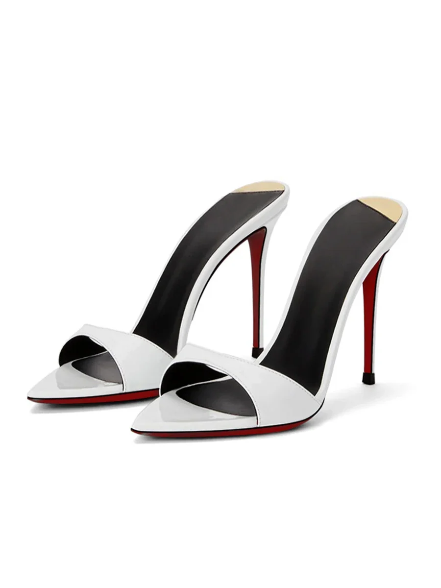 New pointed black red soled high-heeled shoes for women, high-heeled sandals with a niche temperament, worn as half slippers - Image 4