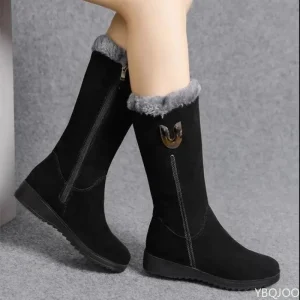Winter versatile snow boots women's thick fashionable women's boots anti slip warm leisure comfortable side zipper cotton boots