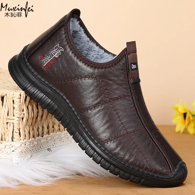 Winter Men's Cotton Shoes Warm Plush Thick Snow Boots Casual Leather Surface Waterproof Men's Boots Anti Slip Plus Size 39-48 - Image 5