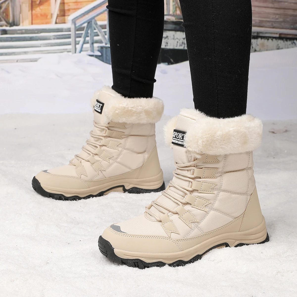 New Women's Boots Winter High Quality Keep Warm Mid-Calf Waterproof Snow Boots Women Comfortable Ladies Thigh High Hiking Boots - Image 3