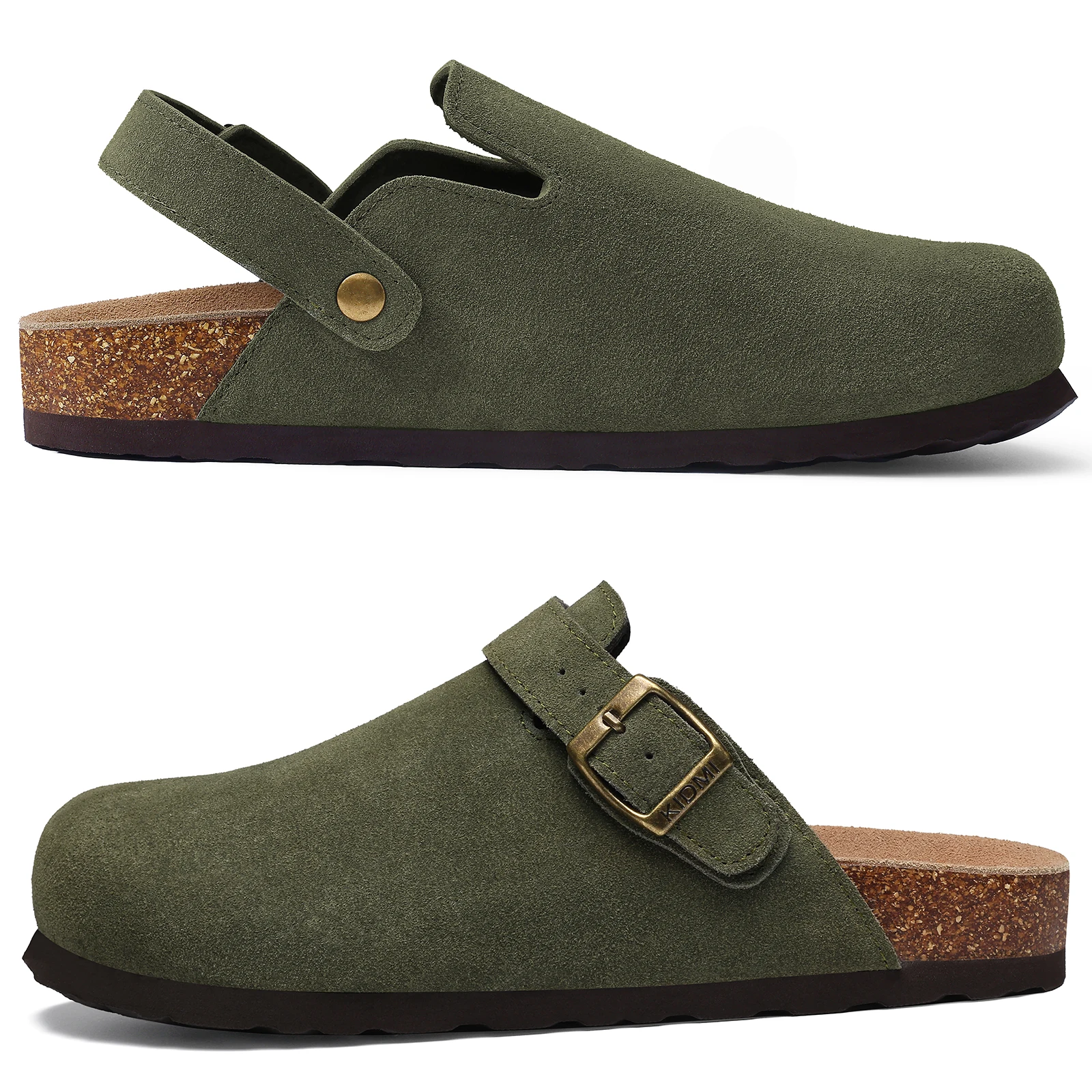 Goosecret Cow Suede Women's Potato Shoes With Adjustable Strap Cork Insole Mules Outdoor Unisex Clogs Slippers With Arch Support - Image 2