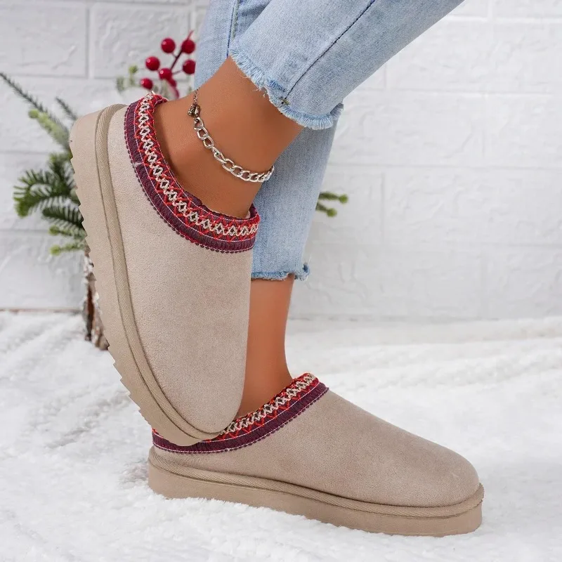 Winter 2024 New Cashmere Warm Thick Sole Heelless Covered Half Mop Cashmere Warm Uggs - Image 4