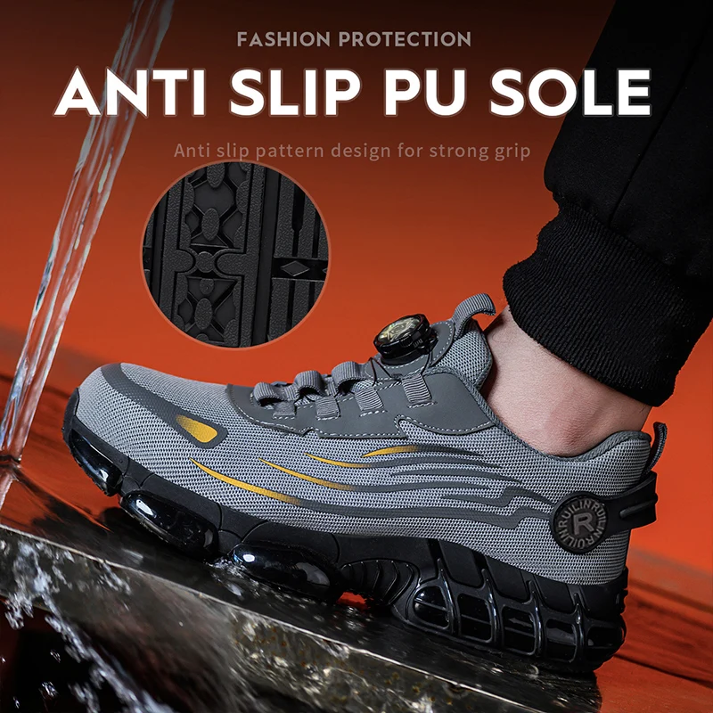 Rotating Button Safety Shoes Men Anti-smash Anti-puncture Work Shoes Fashion Men Safety Sport Shoes Security Protective BootsMen - Image 5