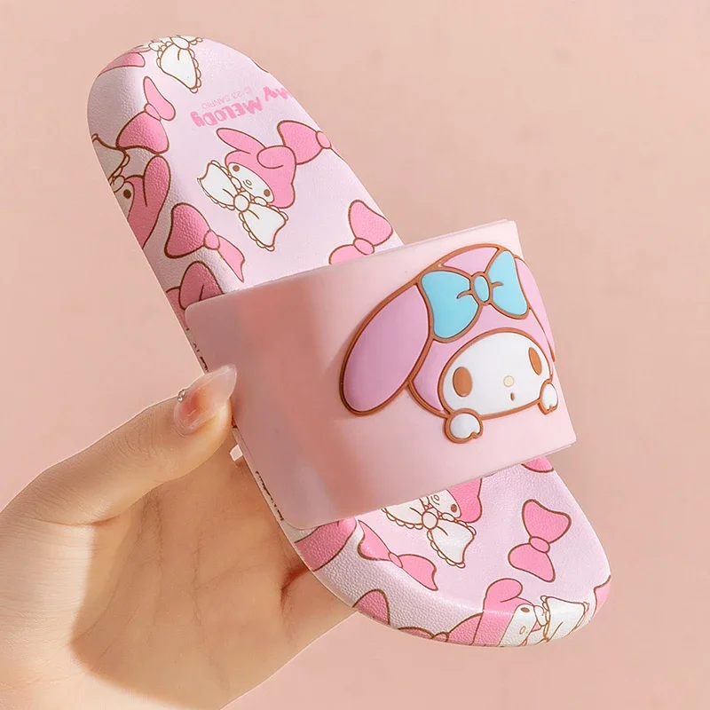 Sanrio Hello Kitty Summer Slippers Kawaii Kuromi My Melody Cinnamoroll Anime Outdoor Bathroom Beach Anti-Slip Sandal For Girls - Image 3