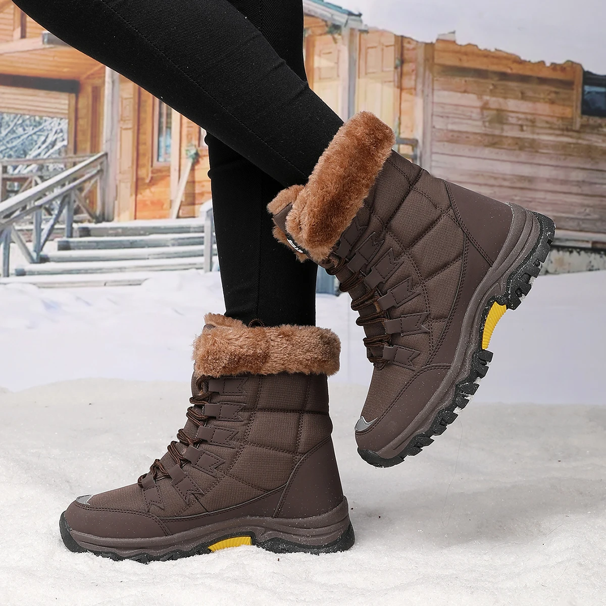 New Women's Boots Winter High Quality Keep Warm Mid-Calf Waterproof Snow Boots Women Comfortable Ladies Thigh High Hiking Boots - Image 6