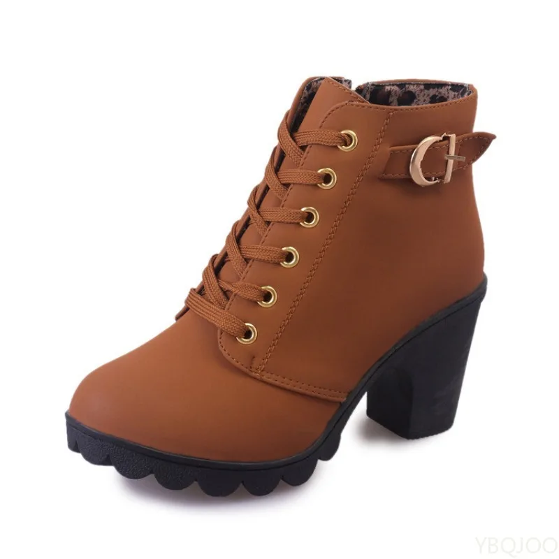 New Spring Winter Fashionable versatile Women Boots Lace-up Fashionable versatile Ladies Shoes comfortable High Heels Boots - Image 6