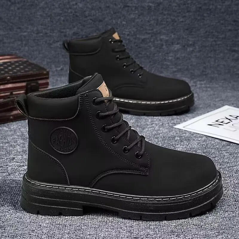 New autumn men shoes boots High Top Fashion Motorcycle Leather Shoes Outdoor leisure comfortable Boots male Lace-Up Botas - Image 4